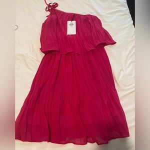 Exlura One Shoulder Layered Flowey Knee Lenght Dress